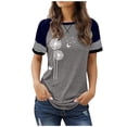thumbnail image 1 of T-Shirt Femme Mode Décontractée Imprimé Col Rond Manches Courtes Chandail T-Shirt Femmes Gris m, 1 of 4