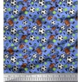 thumbnail image 1 of Soimoi Rayon Crepe Fabric Cricket Ball,Rugby & Football Sports Decor Fabric Printed Yard 46 Inch Wide, 1 of 1