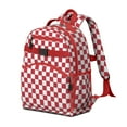 thumbnail image 2 of White Red Checkered Backpack for School,Cute School Bag,Schoolbag with Adjustable Shoulder Straps & Padded Back,15.25"x11.5"x5.25", 2 of 6