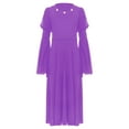 thumbnail image 3 of Yeahdor Kids Girls Renaissance Medieval Costume Long Bell Sleeves Fairy Dress Retro Princess Maxi Gown Purple 6, 3 of 6