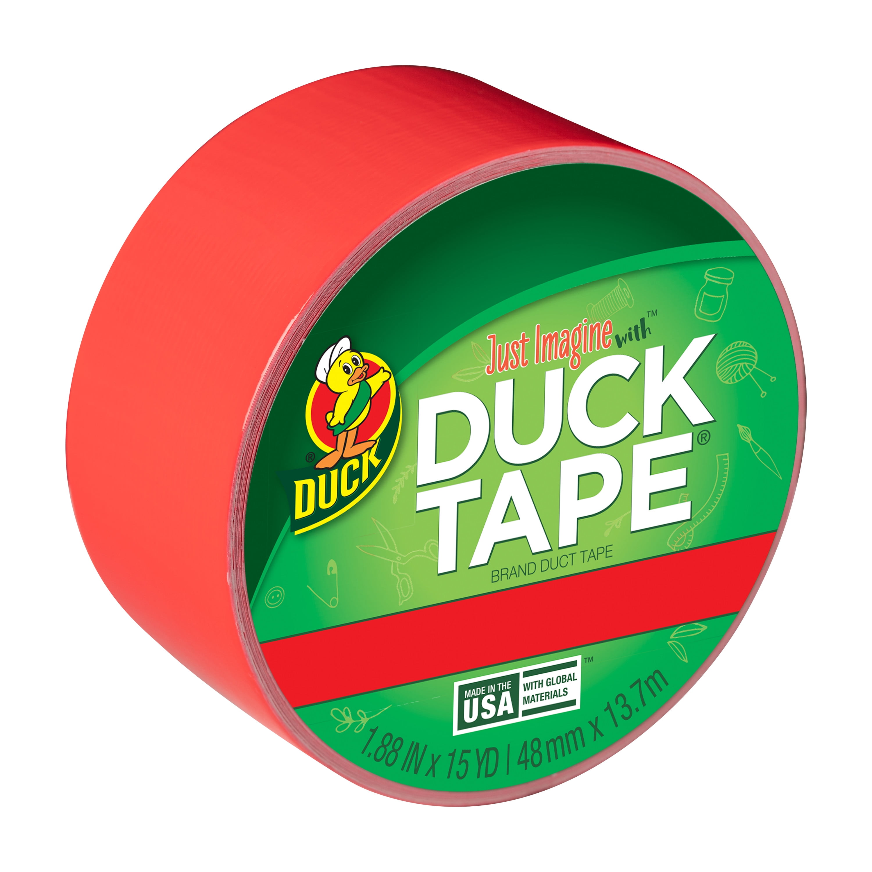 Duck Brand 1.88 in. x 15 yd. Fluorescent Red Rose Colored Duct Tape