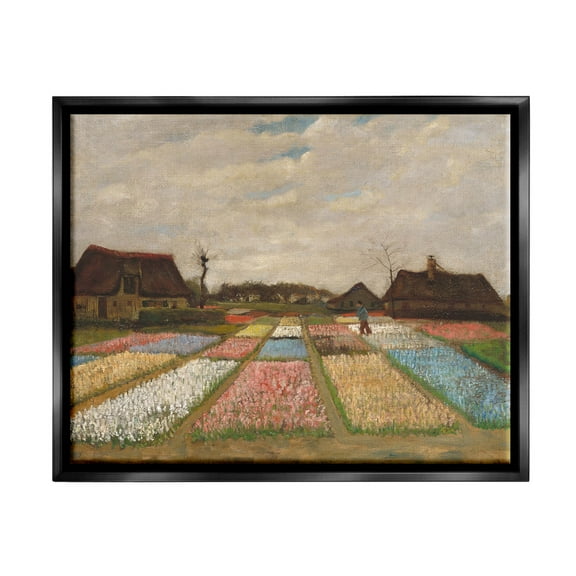 Flower Beds In Holland Van Gogh Landscape Landscape Painting Jet Black Framed Art Print Wall Art