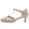thumbnail image 6 of DADAWEN Women Closed Toe Kitten Heels T-Strap Mary Jane Dress Shoes Nude 10 US, 6 of 6