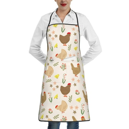 

Gaeub Chicken Family Kitchen Cooking Aprons Adjustable Bib Apron Waterdrop and Oil Resistant Kitchen Chef Apron for Women Men