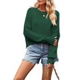 thumbnail image 2 of Suéter de Mujer de Otoño, Cuello Redondo, Tipo Murciélago, Estilo Pullover Verde XL, 2 of 7