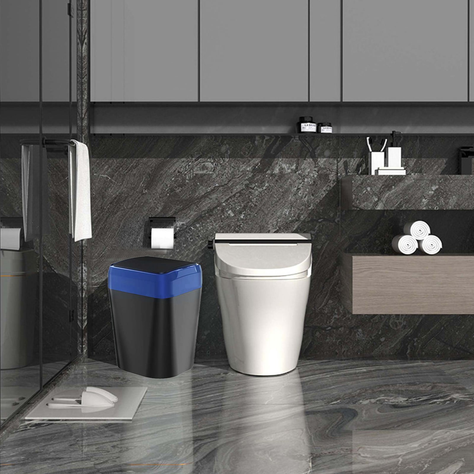 Touchless Sensor Trash Can 12L, Automatic Hands-Free Bathroom Kitchen Bin with 5s Delay Close, Waterproof Silent Lid for Office Living Room Home Waste Disposal