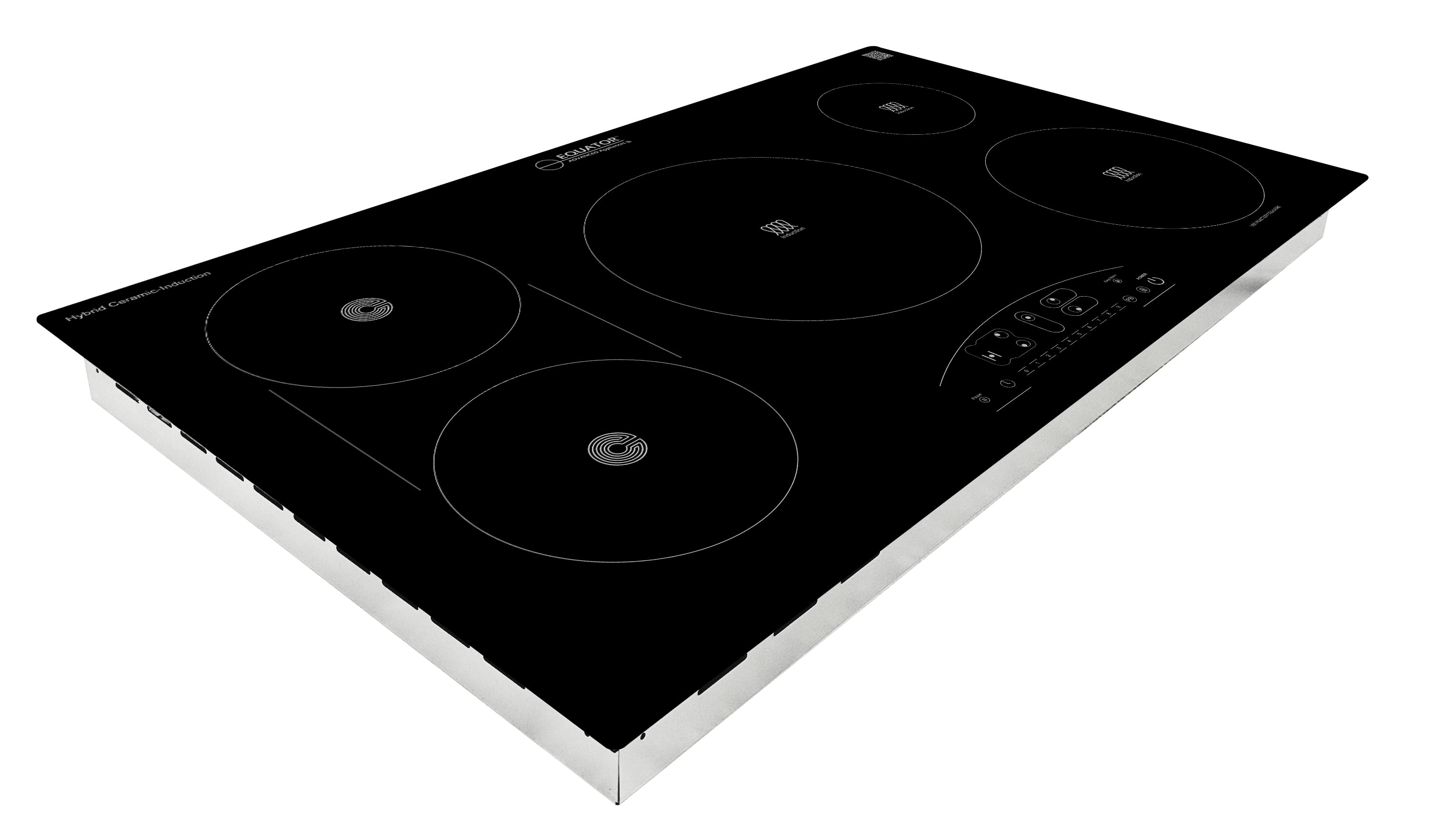 Equator 36" Electric Hybrid CERAMIC-INDUCTION 5 Burner Cooktop 9 Power 220V in Black