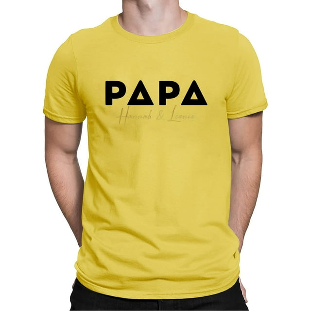 SOMOWI T-Shirts pour Hommes Papa Col Rond Manches Courtes avec Imprimé Unique Jaune Hauts d'Automne Tendance 2TG