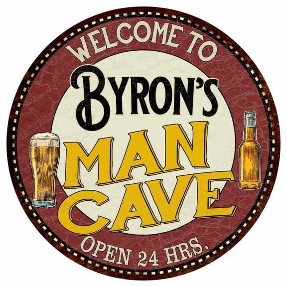 Byron's Man Cave 14" Round Metal Sign Kitchen Bar Wall Decor 100140035135