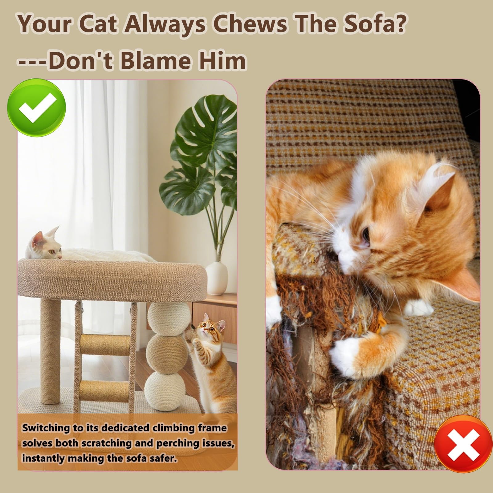 "Runway Circle" Cat Tree — Integrated Sisal Scratching Post, Ladder, and Cat Condo — Durable, Scratch-Resistant Cat Toy