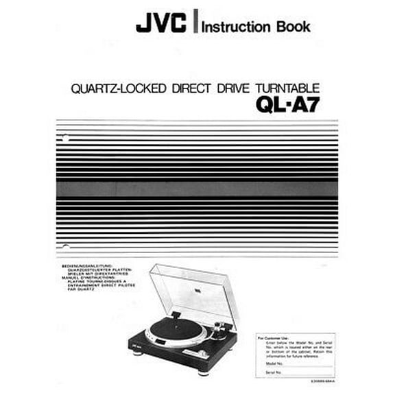 Instruction Manual ONLY for JVC QL-A7 Turntable Owners Instruction Manual REPRINT