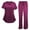Burgundy, variant on ACTIVE UNIFORMS Stretch Women's Ultra Soft Modern Fit Mock Wrap Scrub Set (Burgundy, XX-Large)