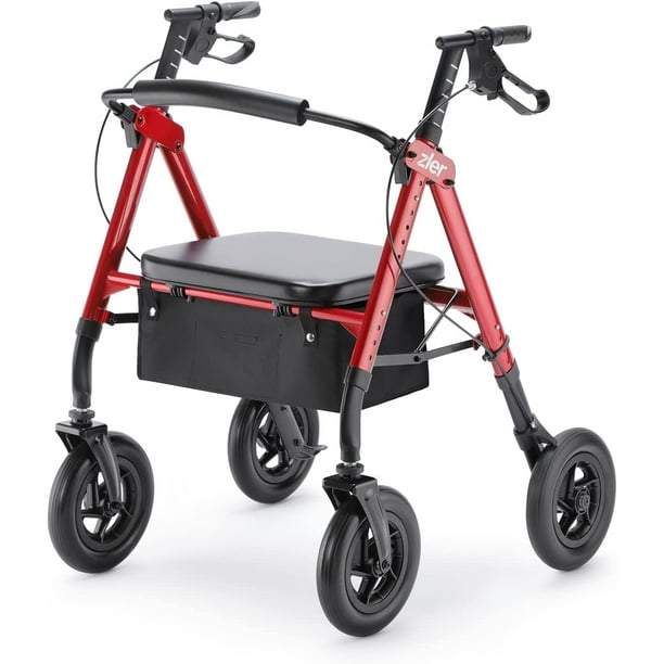 Zler Heavy Duty Walker 400lbsExtra Wide Rollator Walker with 10” Solid