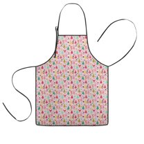 Pink Christmas Santa and Tree Pattern Kids Aprons for Girls and Boys,Adjustable Neck Strap Toddler Aprons for Kids Cooking Baking