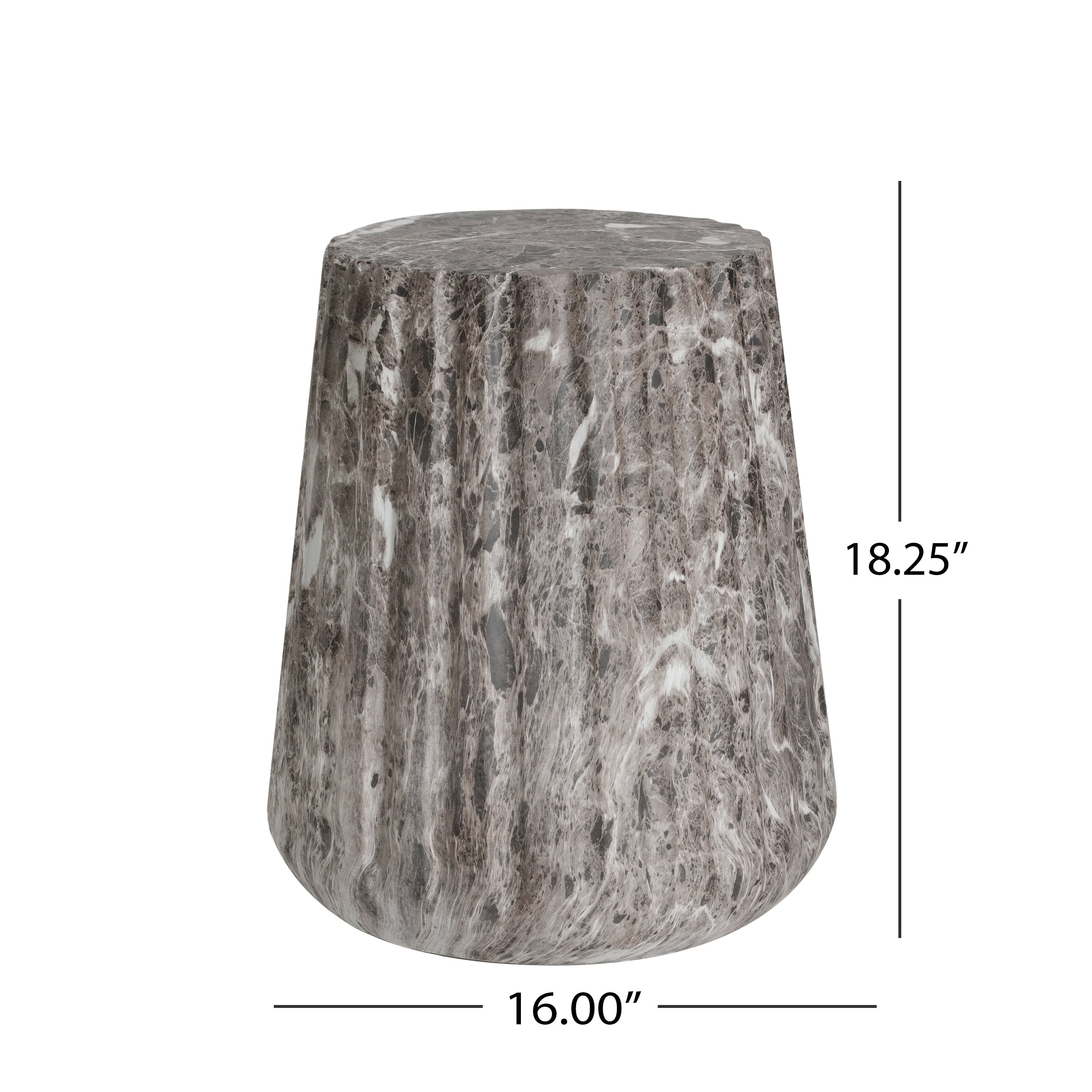 Carved Side Table, Outdoor Brown End Table for Patio Garden, Brown
