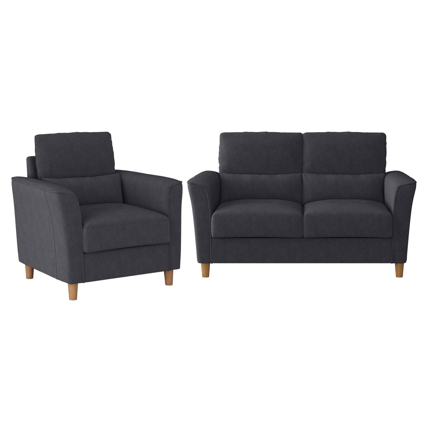 Ensemble de 2 chaises et causeuse d'intérieur rembourrées gris foncé Caroline Modern de CorLiving