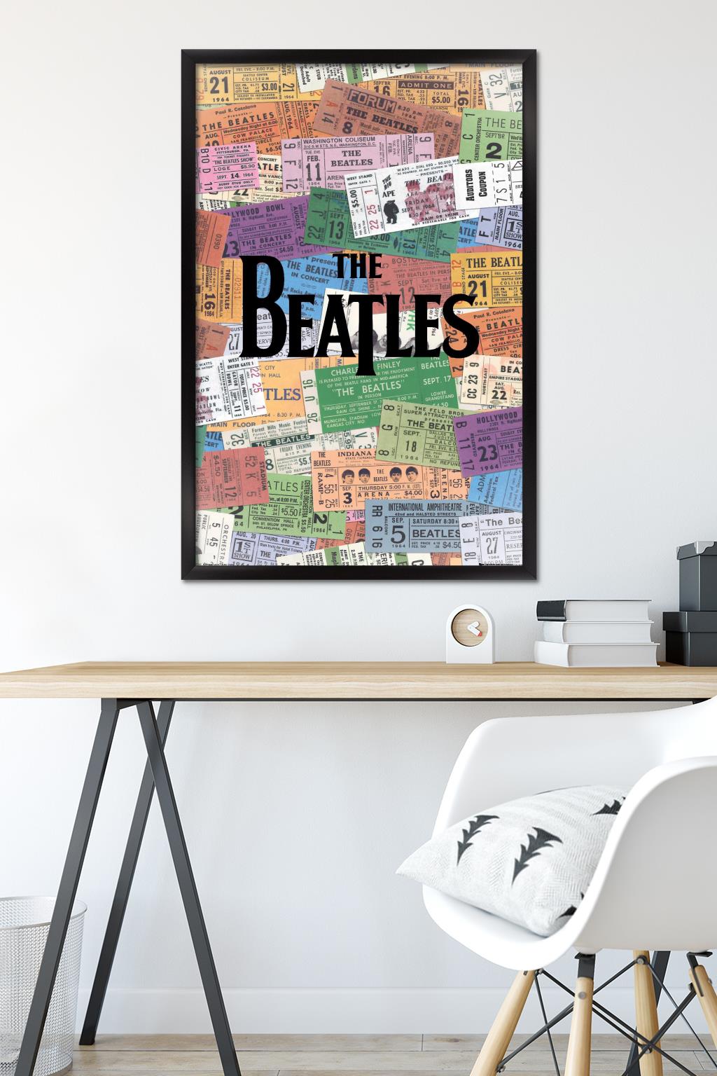 The Beatles - Tickets Wall Poster, 22.375" x 34", Framed