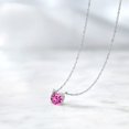 thumbnail image 4 of Gem Stone King 18K White Gold Pink Created Sapphire Necklace for Women (0.55 Cttw, Gemstone September Birthstone, Round 5MM, 18 inch Chain), 4 of 4