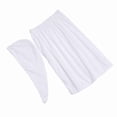 thumbnail image 2 of Conjunto de baño de spa suave para mujer, bata de baño con toalla y gorro de secado rápido para el cabello, color blanco, 2 of 14