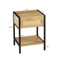 thumbnail image 3 of DSstyles 15.74-Inch Rattan End Table Nightstand Set Retro Boho Night Stand Bedside Table With Storage Shelf Smooth Rails Drawer, 3 of 9