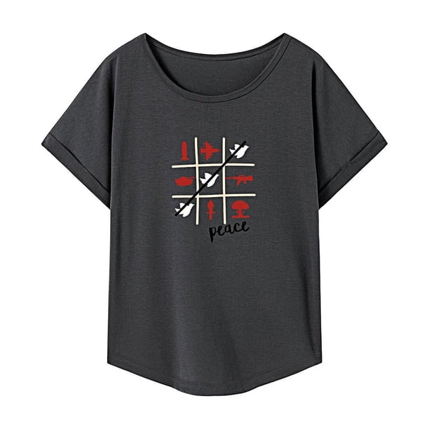 Camiseta de mujer de verano transpirable con cuello redondo para la calle, oficina, compras, mujer XL