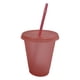 thumbnail image 1 of Botella de agua de plástico reutilizable, vaso con pajita, vaso con polvo brillante, moderno para rosa claro 500ml, 1 of 7