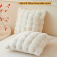 thumbnail image 2 of LIFEREVO 2 Pack Fluffy Faux Rabbit Fur Throw Pillow Covers, Luxury Plush Shaggy 18x18 Bubble Waffle Cushion Covers Zipper, Decorative Furry Fuzzy Ivory Pillow Shams Bedroom Living Room, Beige, 2 of 7