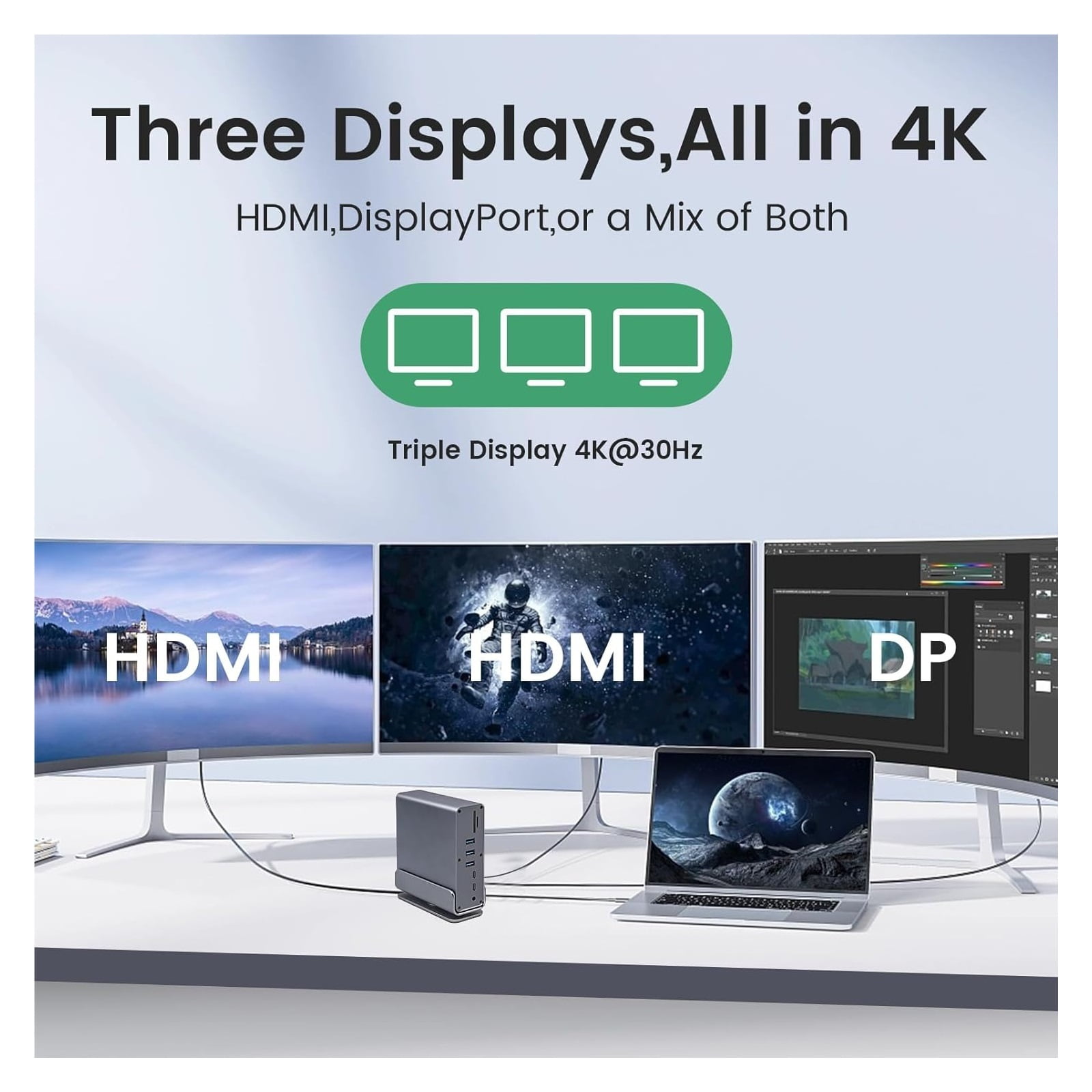 16 in 1 USB C Hub Multiport Adapter with Dual 4K Port 100W PD SD TF Ethernet ,Fast Charging Devices