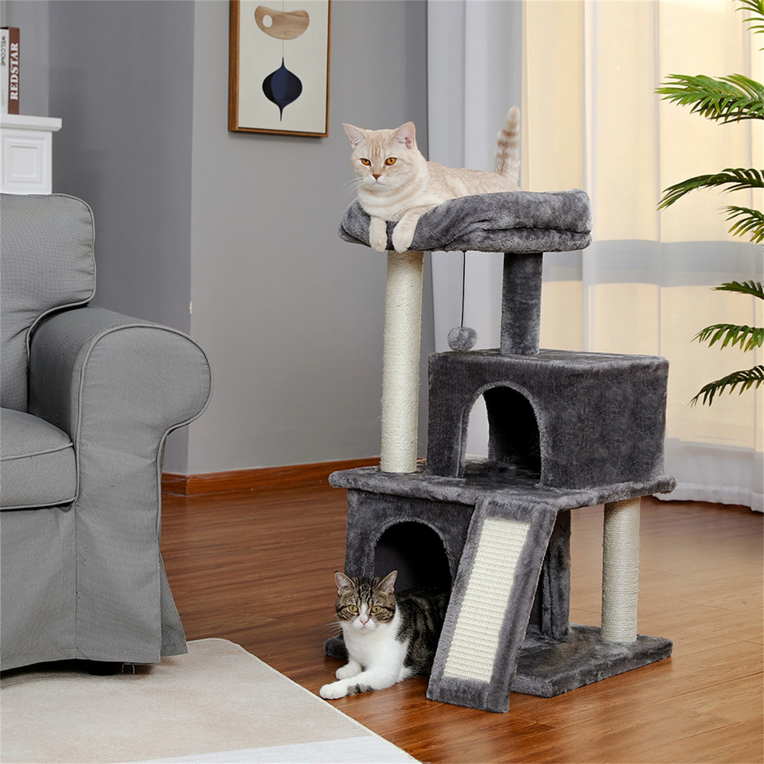 Pefilos 18" Cat Tree Tower for Indoor Cats Cat Condo for Outside with Sisal Scratching Posts, Scratching Board, Plush Perch, Cat Tree for Adult Cats Kitty Kitten Play House, Gray Pefilos 18" Cat Tree Tower for Indoor Cats Cat Condo for Outside with Sisal Scratching Posts, Scratching Board, Plush Perch, Cat Tree for Adult Cats Kitty Kitten Play House, Gray