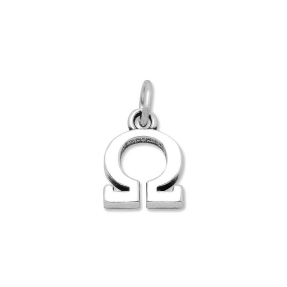 925 Sterling Silver Greek Alphabet Letter Name Personalized Monogram Initial Charm Omega 10.5x11mm Pendant Necklace for