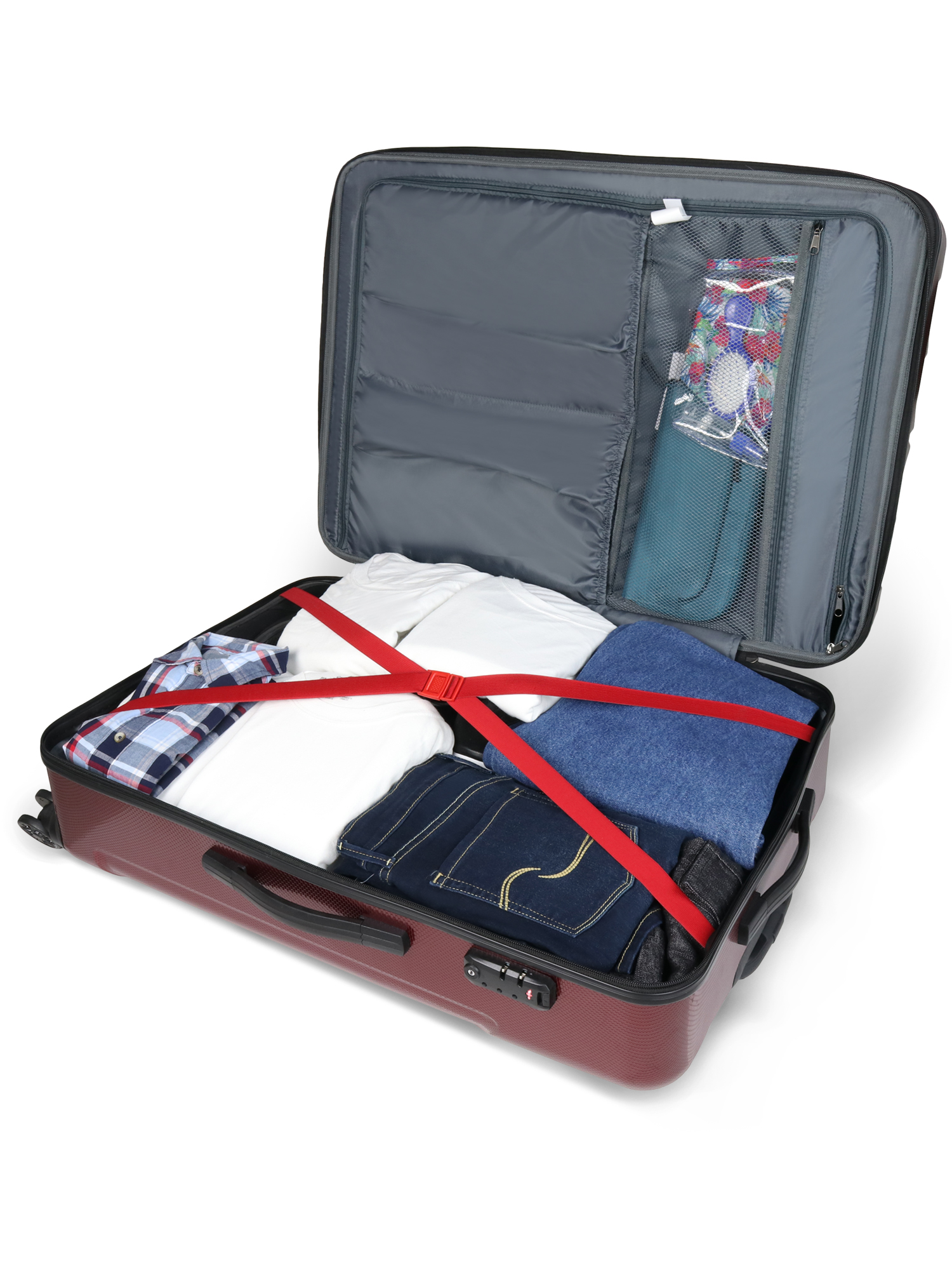 MIUSA 30" Hard Side Poly carbonate Luggage w/ 4x4 Spinner Wheels, Red