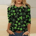 thumbnail image 2 of BLVB St Patricks Day Shirt Women Plus Size 3/4 Sleeve Cute Tops Shamrock Shirts Crewneck Graphic Tee Tops Outfit, 2 of 5