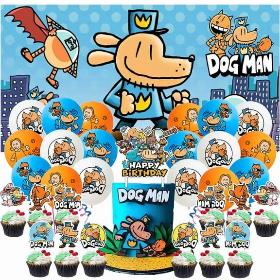 Dog Man Party Supplies Latex Balloons Decor Banner Backdrop Kit Birthday Decorations