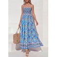 thumbnail image 3 of PRETTYGARDEN Womens Floral Maxi Dress Boho Casual Summer Spaghetti Strap Smocked Sleeveless Flowy Beach Vacation Dresses, 3 of 10