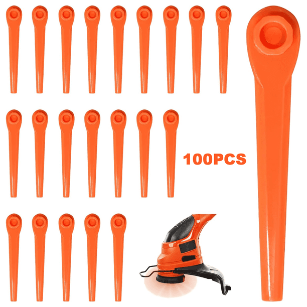 Cuchillas de desbrozadora de 70 mm, paquete de 100 cuchillas de repuesto para desbrozadoras, cuchillas de desbrozadora, cuchillas de corte de bordes de plástico para desbrozadoras Gardena 9823 9825