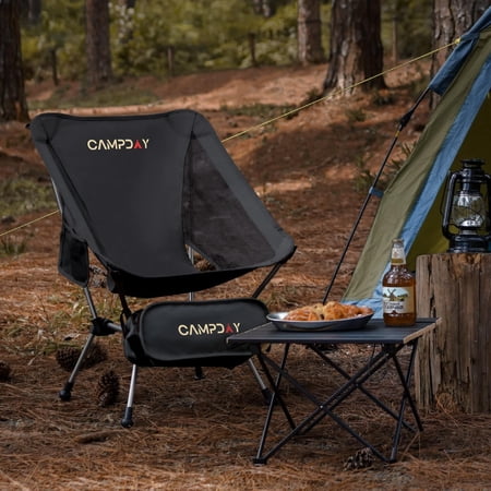 Camping Chair Portable Hiking Ultralight Backpacking Small Lightweight Folding Chair for Outdoor Camp Hunting Beach Picnic Concert Supports 330lbs (Black 1PCS)