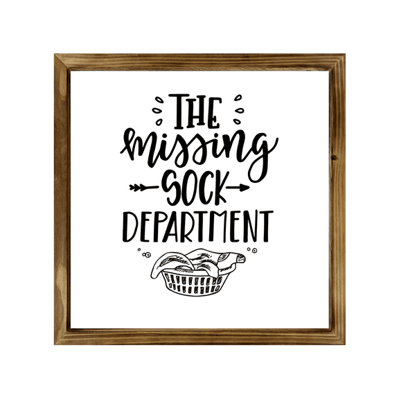 The Missing Socks Sign 8x8 Inch, Rustic Farmhouse Decor Home Sign, Wall Decorations Living Room, Modern Farmhouse Wall Decor, Laundry Sign and Laundry Room Decor with Solid Wood Frame