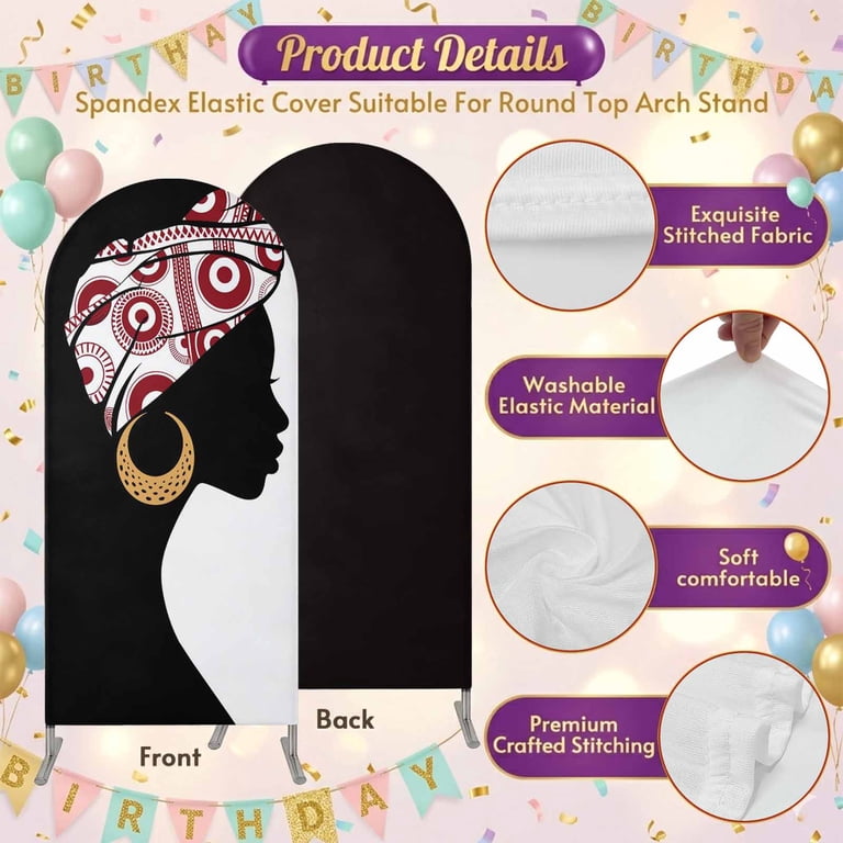 Maths Background Cartoon Pattern Black Women Arch Backdrop Covers 5 FT, Ankara Hijab Scarf Earrings ...