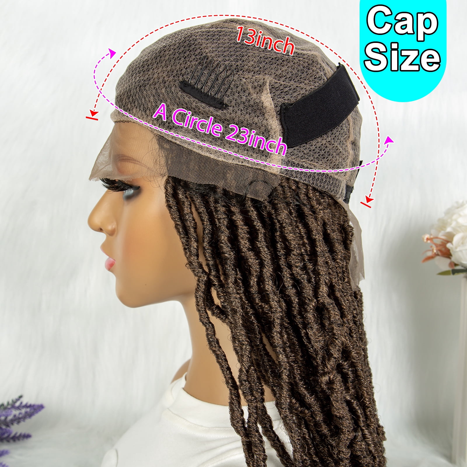 Full Lace Braided Wigs Synthetic Lace Wigs 34 Inches Handmade Braided Wigs Crochet Wigs Faus Locs Braided Wigs for Women (1B/27 color)