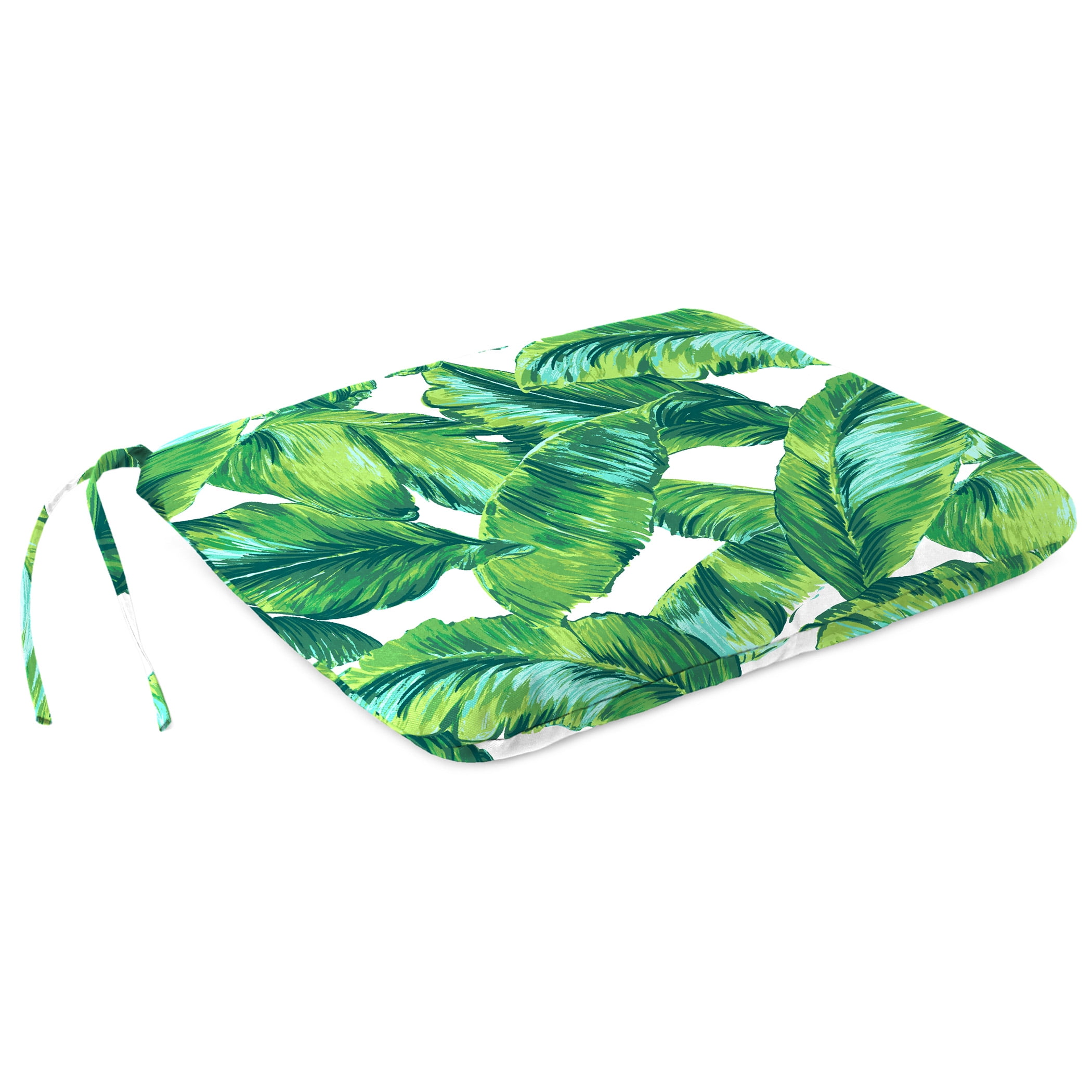 Mainstays Palm Leaves Outdoor Seat Pad Chair Cushion, Green, 17" x 15.5"