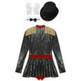 thumbnail image 4 of inhzoy Women's Circus Ringmaster Outfit Dress Shiny Sequins Showman Bodysuit Black-A 4XL, 4 of 6