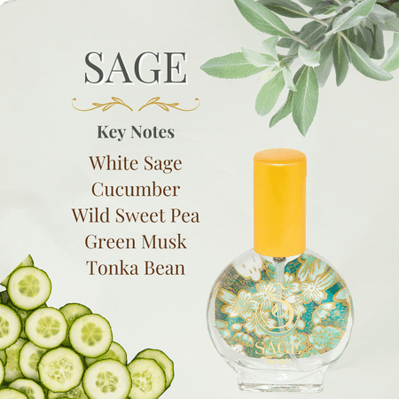 Sage Organic Mini Perfume Spray by Sage- 1/2 oz, Vegan & Cruelty-Free, Fresh Scent, Cucumber, White Sage, Sweet Pea