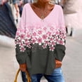 thumbnail image 2 of Tiqkatyck Womens Fall Shirts, Women's Fashion Casual Breast Cancer Awareness V Neck Long Sleeve Shirts Loose Top T Shirt Graphic Tees for Women, Breast Cancer Shirts for Women Black L, 2 of 4
