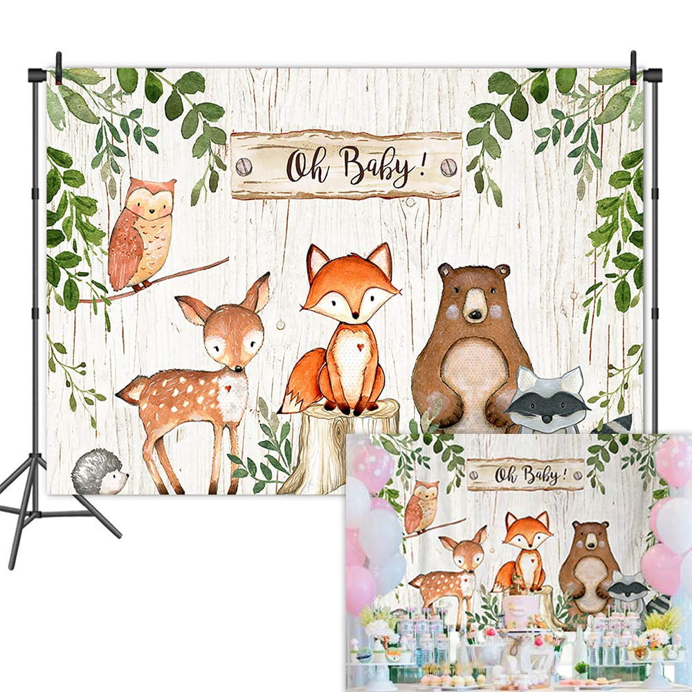 woodland baby shower backdrop
