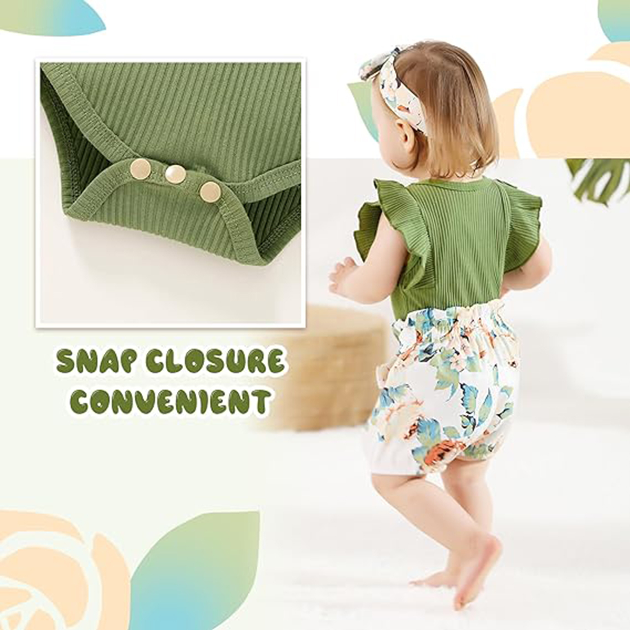 Younger Tree Baby Girl Summer Romper Outfit Set photo 6