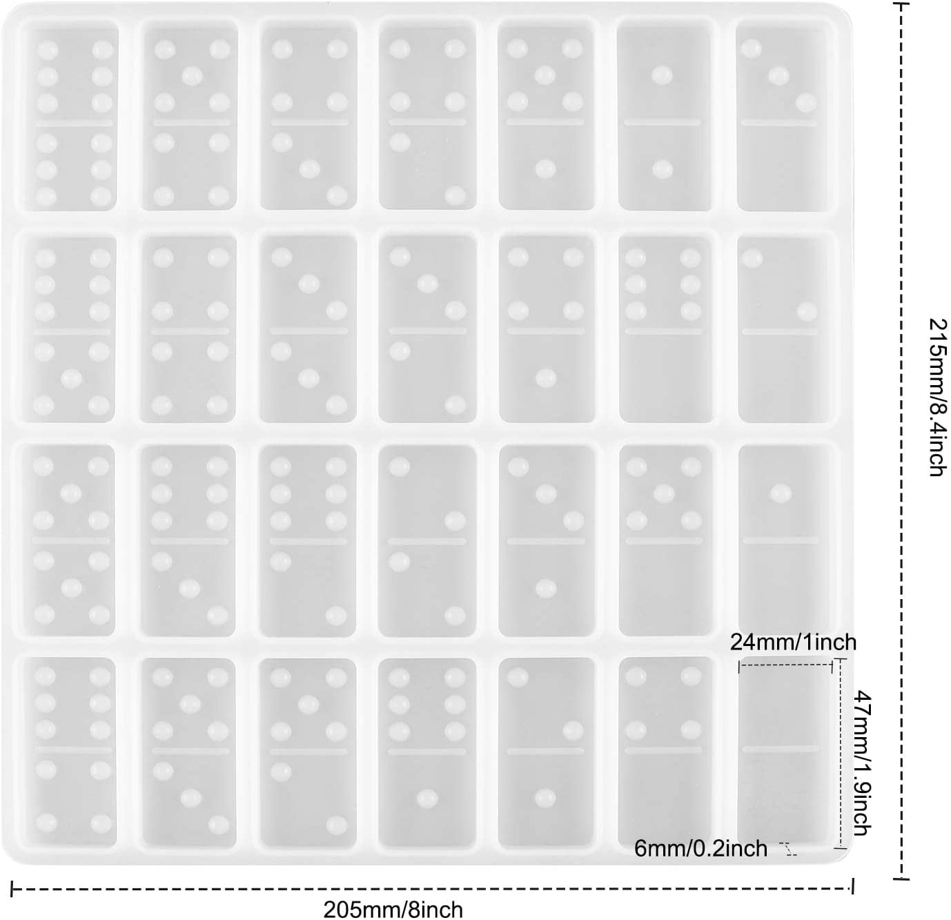 DIY Domino Resin Mold 1 Set of 28-cavity Domino Silicone Mold Suitable for Epoxy Resin Domino Game Mold