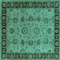 thumbnail image 1 of Ahgly Company Machine Washable Indoor Square Oriental Turquoise Blue Traditional Area Rugs, 3' Square, 1 of 4
