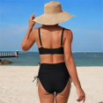 thumbnail image 7 of QURATI Swimwear Womens High Waisted Bikini Sets Swimsuits Crisscross Tie Back Bathing Suit Black L, 7 of 7