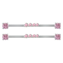 ELAYARD 2Pcs Cartilage Industrial Earring Barbell Earrings For Women Pink Titanium Daily Wear