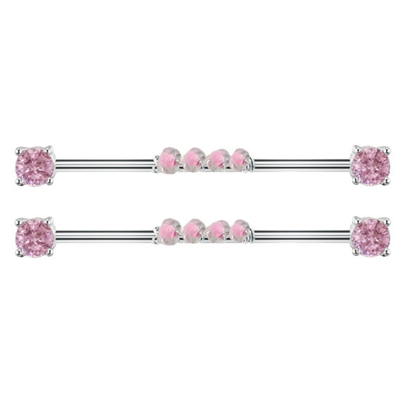 ELAYARD 2Pcs Cartilage Industrial Earring Barbell Earrings For Women Pink Titanium Daily Wear